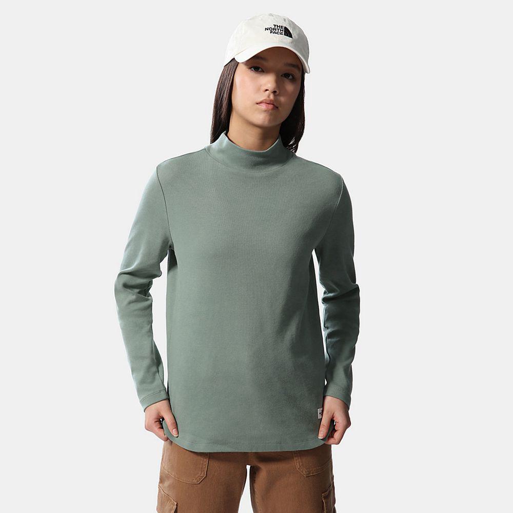 The North Face Heritage Label Mock Neck Γυναικεια Tops - Πρασινο (XWMO73298)